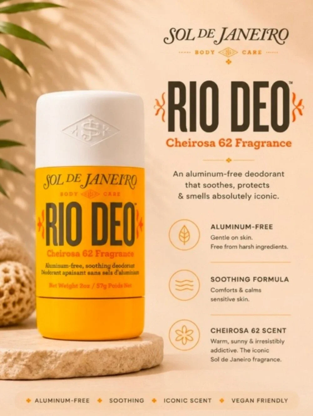 Sol De Janeiro Cheirosa 62 Rio Deo 2OZ Full Sized Salted Caramel Pistachio Scent